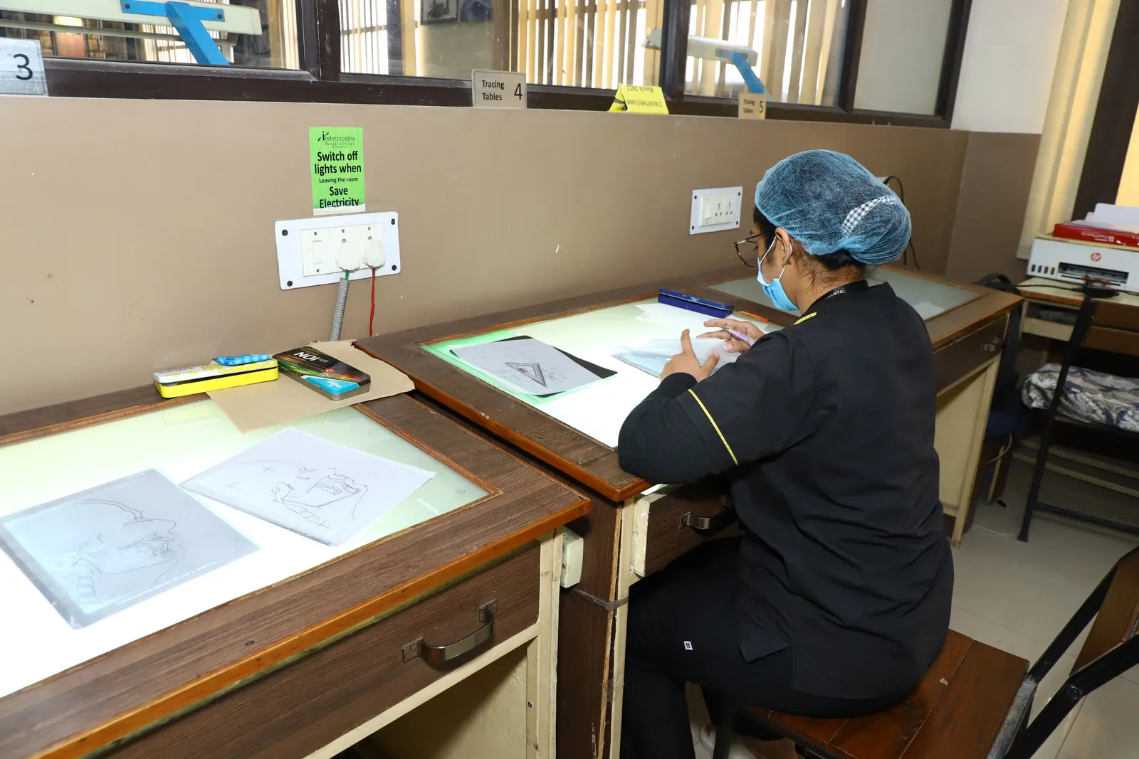Lateral cephalogram tracing room, Department of Orthodontics & Dentofacial Orthopaedics, Inderprastha Dental College